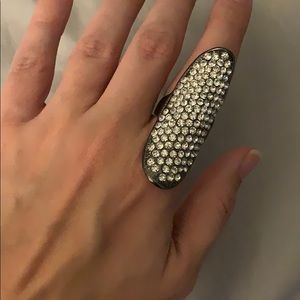 Silver ring with rhinestones